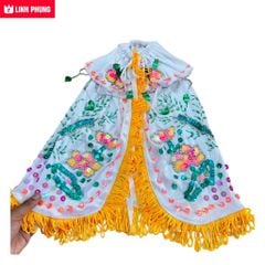 Áo bà Quan Âm vải nhung kết seᵰ Trúc dài 40cm màu trắng
