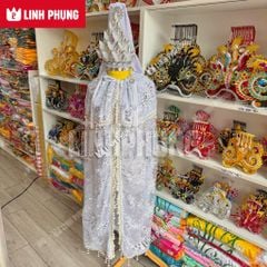 Áo Choàng Cho Tượng Bà Vải Voan Kim Sa May 2 Lớp dành cho tượng cao từ 80cm đến 2m