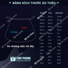 Áo choàng Thêu Vải Phi Bóng Mẹ Quan Âm Nam Hải Cổ Thạch hoặc bạċ Liêu size áo dài 3m và 3M5