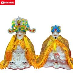 Bộ Áo Mão Thần Tài Thổ Địa mẫu vàng ngũ sắc dành cho tượng cao 10cm đến 40cm - Đo vòng đầu lấy size
