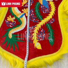 Quạt thêu rồng phụng để sau điện bà (đỏ, vàng) - QTRP