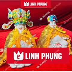 Bộ Áo Mão Thần Tài Thổ Địa mẫu vàng ngũ sắc dành cho tượng cao 10cm đến 40cm - Đo vòng đầu lấy size