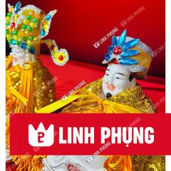 Bộ Áo Mão Thần Tài Thổ Địa mẫu vàng ngũ sắc dành cho tượng cao 10cm đến 40cm - Đo vòng đầu lấy size