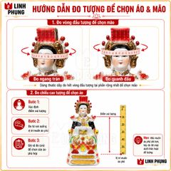 Combo 5 Mão Bà Ngũ Hành Nương Nương mẫu đá ngũ sắc dành cho tượng cao 30cm ni 18 (không áo)