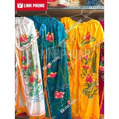 Áo choàng Quan Âm vải nhung kết sen trúc dành cho tượng cao 30cm đến 60cm