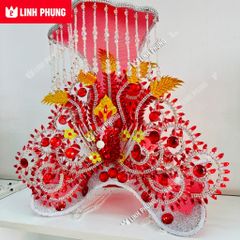 Miếu Bà Tà Kiết - Áo Mão Bà Chúa Xứ Nguyên Nhung kícḣ cỡ dài 1m2 ni60 Đồ Cúng Cao Cấp Trang Nghiêm - Linh Phụng