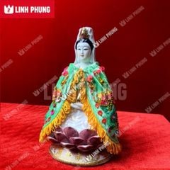 Áo choàng Quan Âm vải nhung kết sen trúc (không mão) Size: 20cm QAK