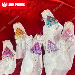 Mão bà Quan Âm khăn voan trắng phối hột đá màu cho tượng từ 20cm đến 50cm