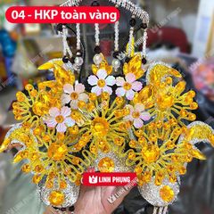 Combo áo mão bà Diêu Trì Địa Mẫu dành cho tượng cao 30cm ni 18cm - Mão đen HKP và Áo vàng