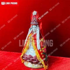 Combo áo nhung và mão Quan Âm hột đá dành cho tượng cao từ 20cm đến 40cm