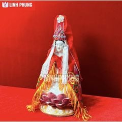 Combo áo thêu + mão Quan Âm hột (size tượng 20cm, 30cm, 40cm) - Mã: QAH, QAT