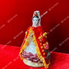 Áo choàng Quan Âm vải nhung kết sen trúc (không mão) Size: 20cm QAK
