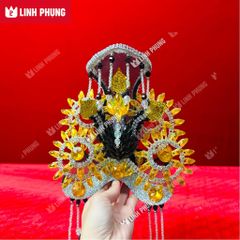 Combo áo mão bà Địa Mẫu mẫu khung đen nhấn vàng cho tượng cao 30cm và 40cm