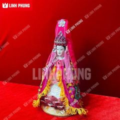 Combo áo nhung và mão Quan Âm hột đá dành cho tượng cao từ 20cm đến 40cm