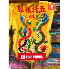 Quạt thêu rồng phụng để sau điện bà (đỏ, vàng) - QTRP