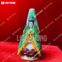 Combo áo nhung và mão Quan Âm hột đá dành cho tượng cao từ 20cm đến 40cm