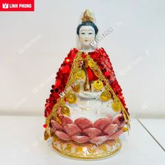 Áo Choàng Mẹ Quan Âm Vải Kim Sa Trơn dành cho tượng cao từ 20cm đến 60cm