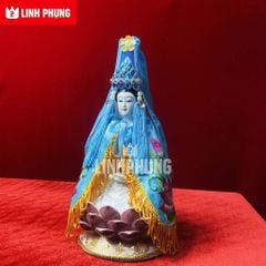 Combo áo thêu + mão Quan Âm hột (size tượng 20cm, 30cm, 40cm) - Mã: QAH, QAT