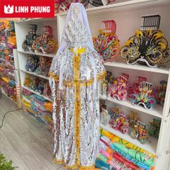 Áo Choàng Mẹ Quan Âm Vải Kim Sa Trơn dành cho tượng cao từ 20cm đến 60cm