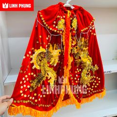 Áo Choàng Nhung Rồng Phụng Vàng Decal (Cúng Bà Địa Mẫu, Chúa Xứ, Ngũ Hành,v.v..) - Mã SP: CRPTV