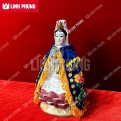 Áo choàng Quan Âm vải nhung kết sen trúc (không mão) Size: 20cm QAK