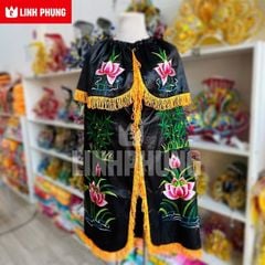 Áo choàng Quan Âm thêu vải phi bóng | Dành cho tượng cao 80cm | Áo Mão Thờ Cúng - Linh Phụng QAT