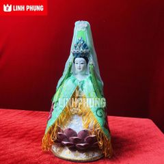 Combo áo thêu + mão Quan Âm hột (size tượng 20cm, 30cm, 40cm) - Mã: QAH, QAT
