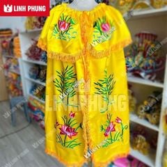 Áo choàng Quan Âm thêu vải phi bóng | Dành cho tượng cao 80cm | Áo Mão Thờ Cúng - Linh Phụng QAT