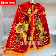 Áo Choàng Nhung Rồng Phụng Vàng Decal cúng Bà Địa Mẫu/ Chúa Xứ/ Ngũ Hành cho tượng cao từ 30cm đến 1m6