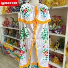 Áo choàng Quan Âm thêu vải phi bóng | Dành cho tượng cao 80cm | Áo Mão Thờ Cúng - Linh Phụng QAT