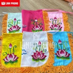Áo choàng Quan Âm vải phi thêu sen trúc (20cm) - Mã: QAT