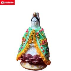 Áo choàng Quan Âm vải nhung kết sen trúc (không mão) Size: 20cm QAK