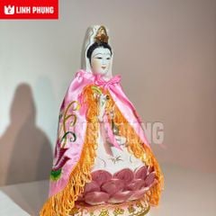 Áo choàng Quan Âm vải phi thêu sen trúc (20cm) - Mã: QAT