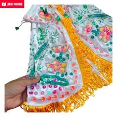 Áo bà Quan Âm vải nhung kết seᵰ Trúc dài 40cm màu trắng