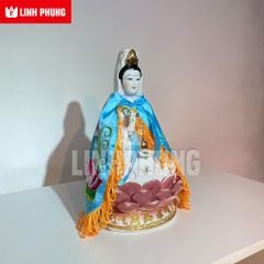 Áo choàng Quan Âm vải phi thêu sen trúc (20cm) - Mã: QAT