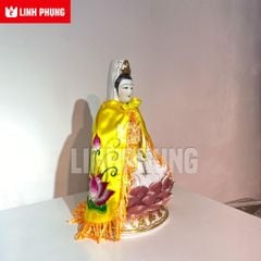 Áo choàng Quan Âm vải phi thêu sen trúc (20cm) - Mã: QAT