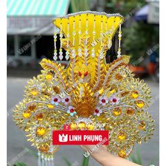 Combo áo mão bà Chúa Xứ tượng ngồi cao 1m vòng mão 60cm có màu vàng và đỏ