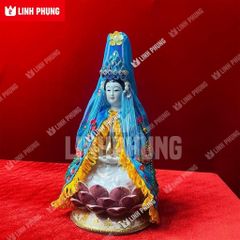 Combo áo nhung và mão Quan Âm hột đá dành cho tượng cao từ 20cm đến 40cm