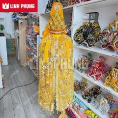 Áo Choàng Cho Tượng Bà Vải Voan Kim Sa May 2 Lớp dành cho tượng cao từ 80cm đến 2m