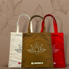 [QUÀ TẶNG KHÁCH HÀNG THÂN THIẾT] - Túi Đi Chùa Linh Phụng - In Hoa Sen Trang Nhã (Đỏ, Be, Nâu)