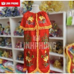 Áo choàng Quan Âm thêu vải phi bóng | Dành cho tượng cao 80cm | Áo Mão Thờ Cúng - Linh Phụng QAT