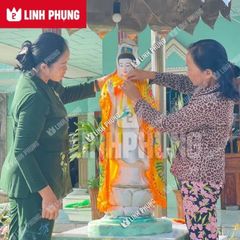 Áo choàng Quan Âm vải nhung kết sen trúc dành cho tượng cao 30cm đến 60cm