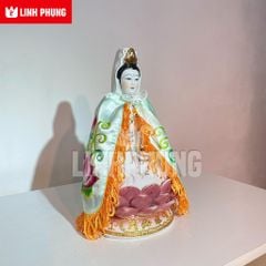 Áo choàng Quan Âm vải phi thêu sen trúc (20cm) - Mã: QAT