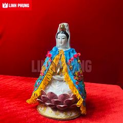 Áo choàng Quan Âm vải nhung kết sen trúc (20cm - 80cm) - Mã: QAK