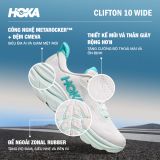  Giày Chạy Bộ Nữ Hoka Clifton 10 - Màu Trắng Xanh Da Trời 