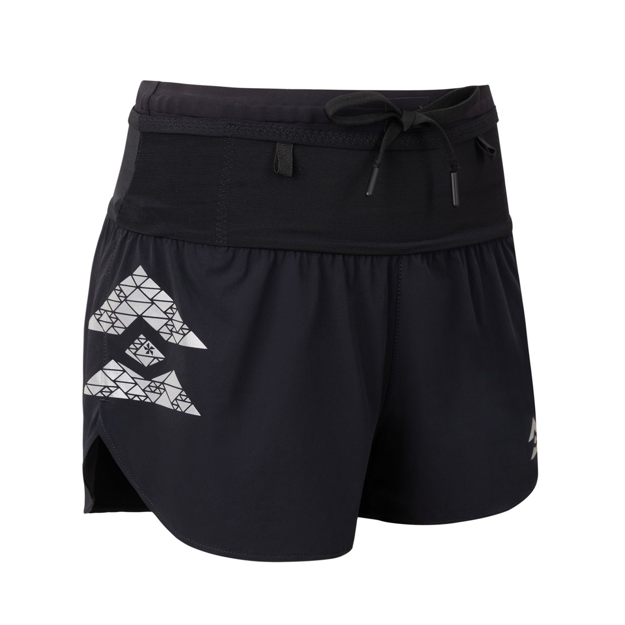  Quần Short Chạy Bộ Nữ T8 Sherpa Short V2 - Màu Đen Logo Trắng 