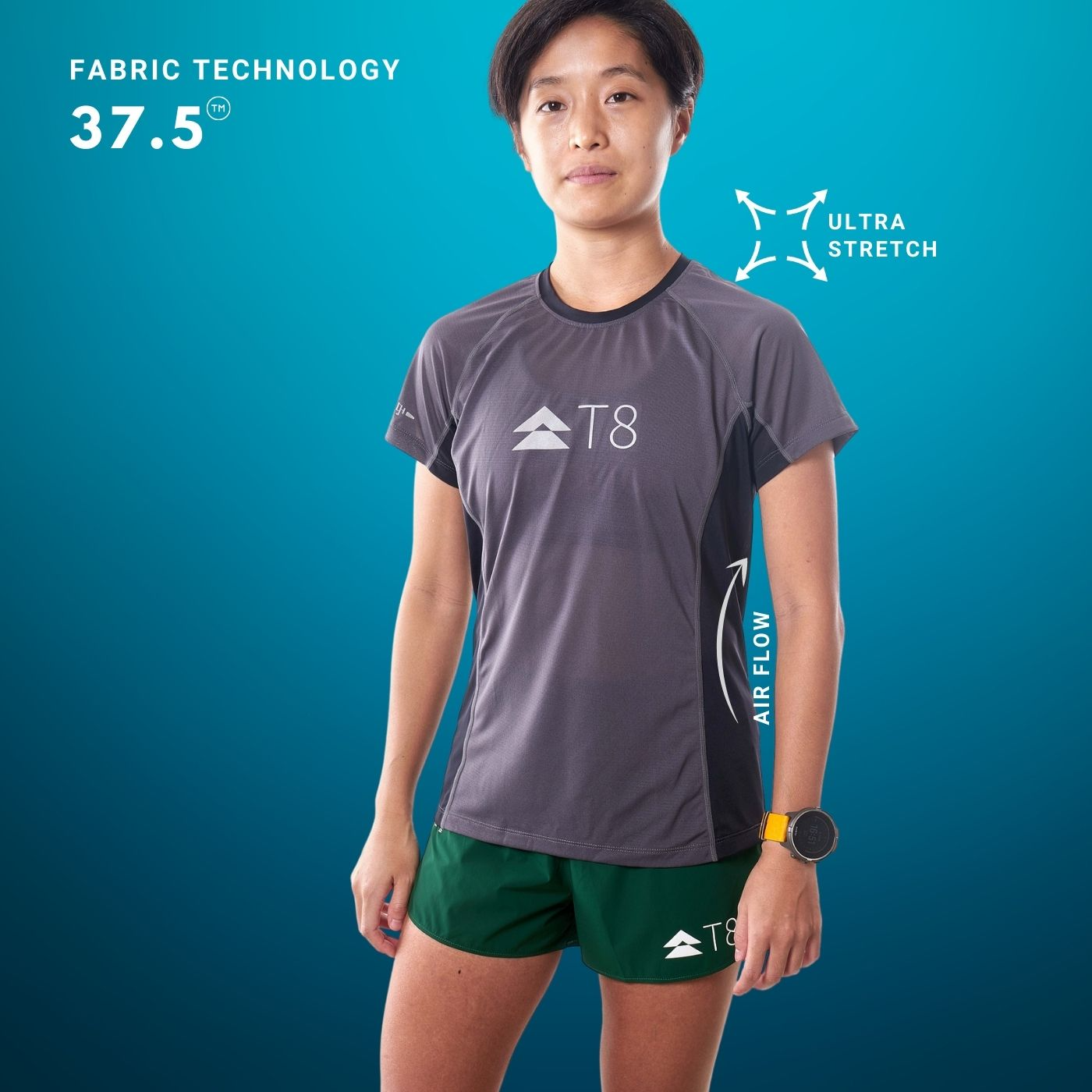  Áo Chạy Bộ Siêu Mát Nữ T8 Iced Tee - Màu Đen 