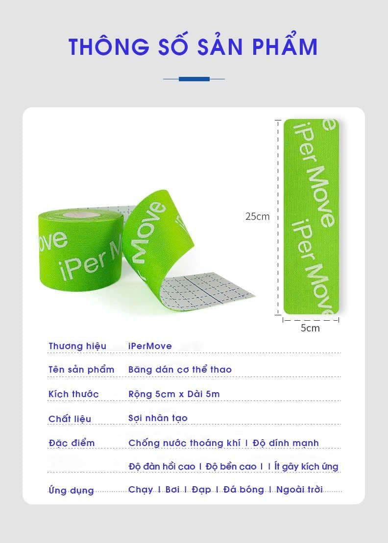  Băng Dán Cơ Ipermove Tape Pre-Cut - Cuộn 20 Miếng 