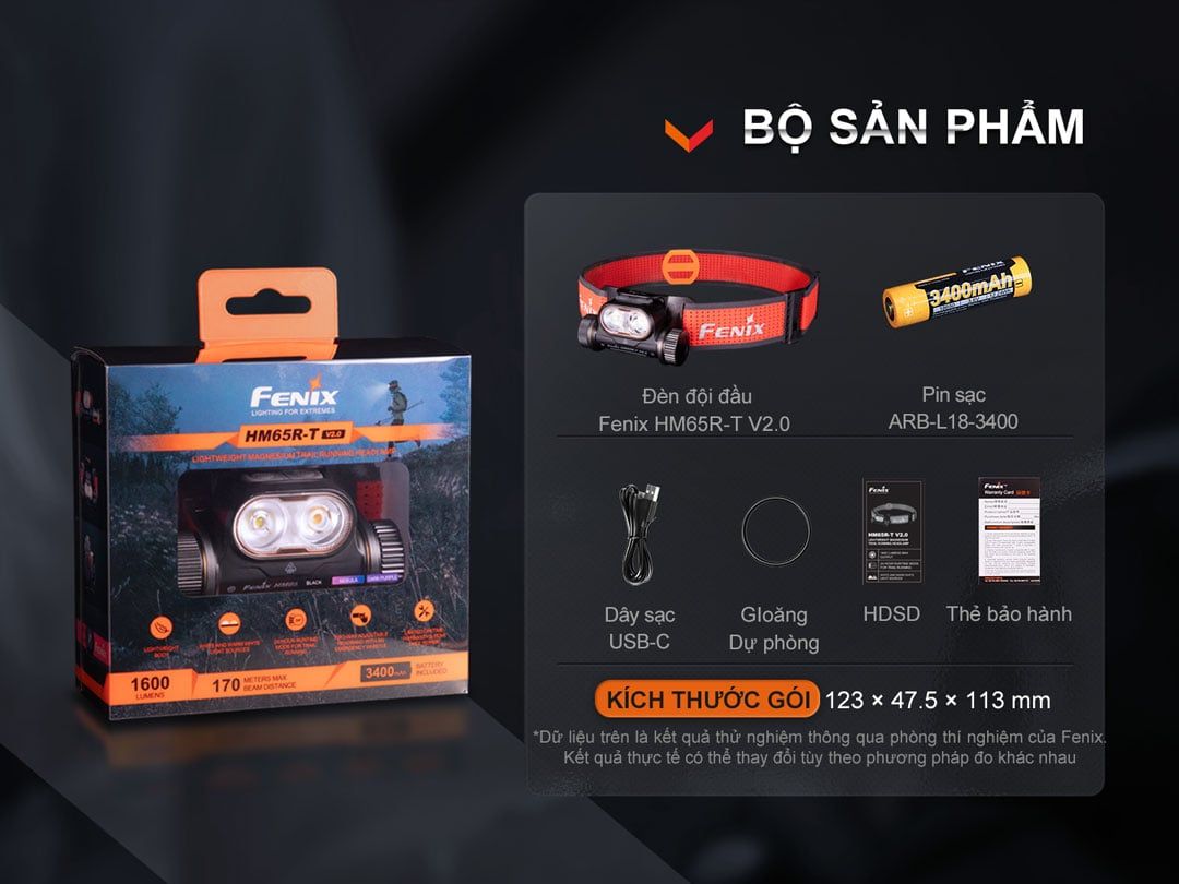  Đèn Pin Đội Đầu Fenix HM65R-T V2.0 