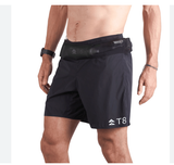  Quần Short Chạy Bộ Nam T8 Sherpa Short V2 - Màu Đen Logo Trắng 